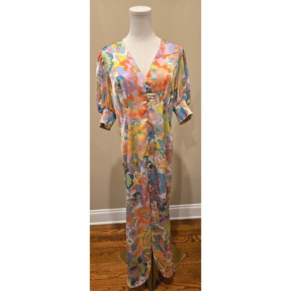 Never Fully Dressed Lindos Maxi Tea Dress Blossom Wedding Puff Sleeve Size 12 - Picture 1 of 11
